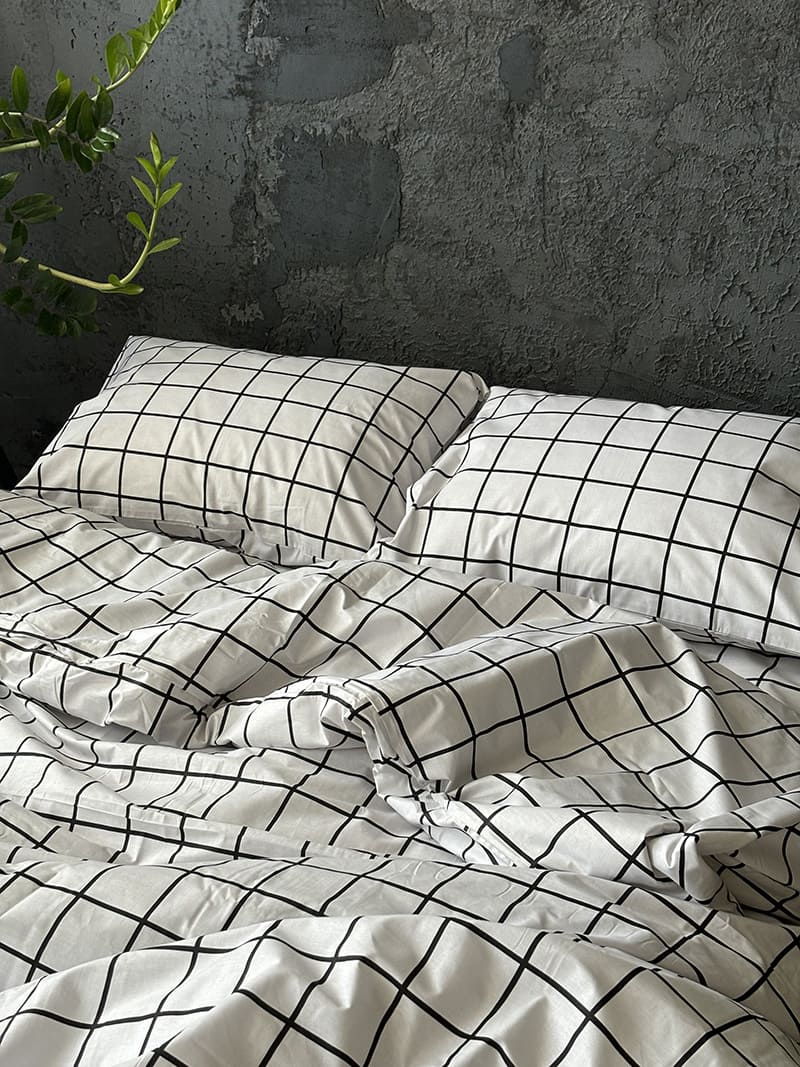 Комплект постільної білизни із бязі White Grid