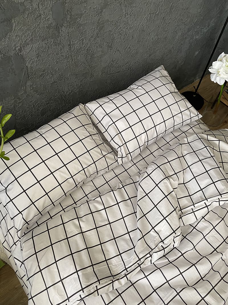 Комплект постільної білизни із бязі White Grid