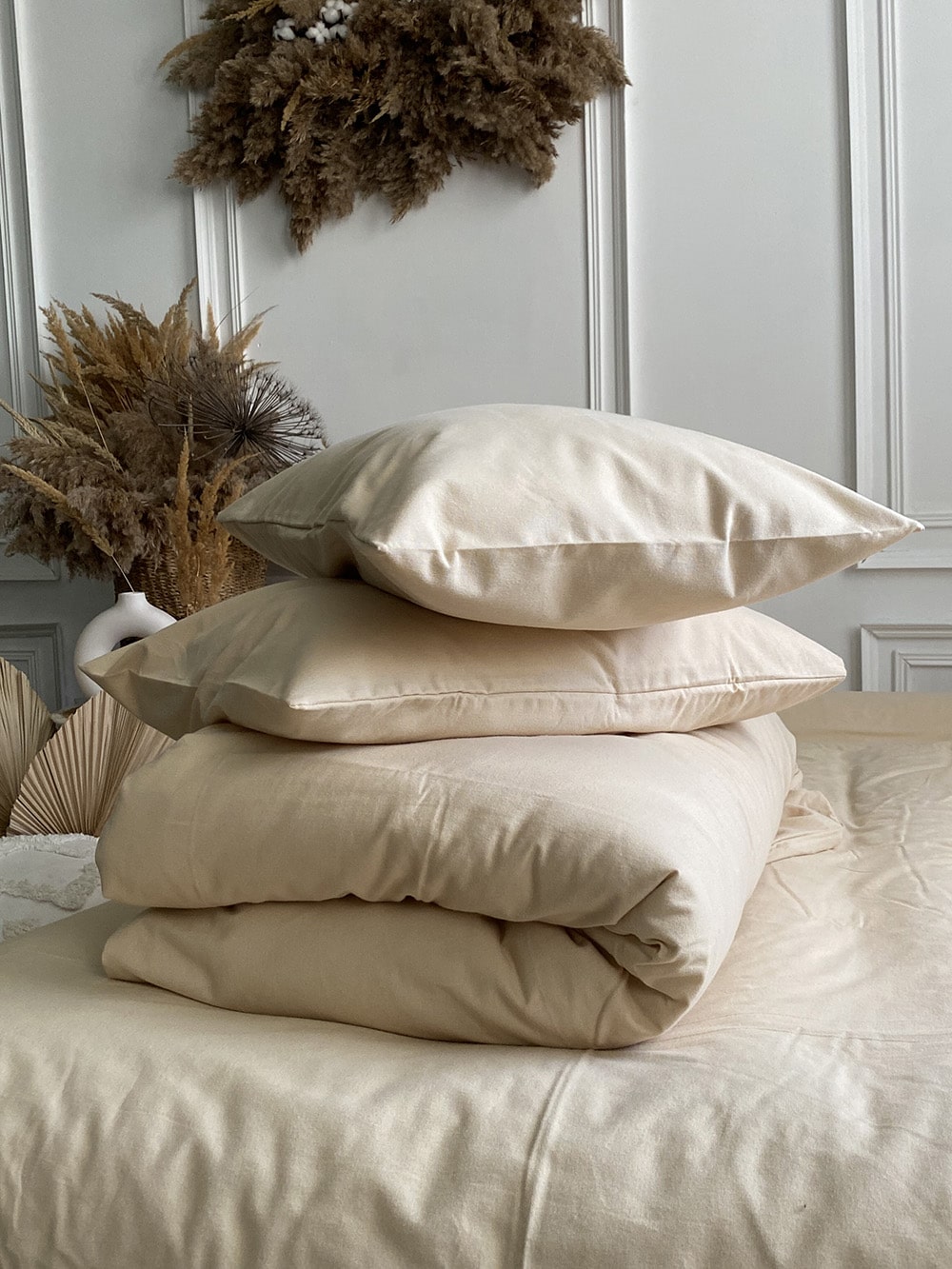 Комплект постільної білизни із фланелі Light Beige