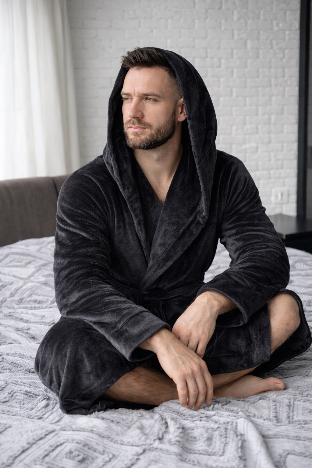 Чоловічий халат з полірованого велсофту Black Diamond