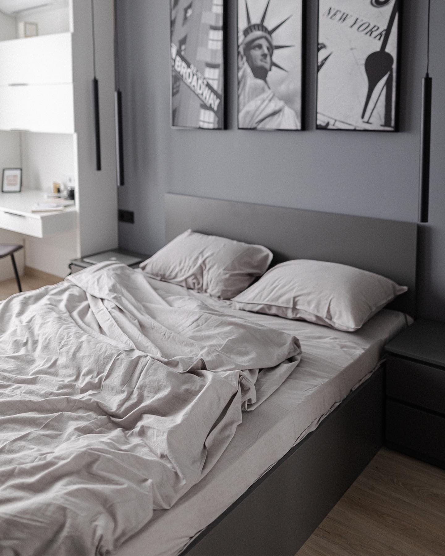 Комплект постільної білизни із вареної бавовни Grey