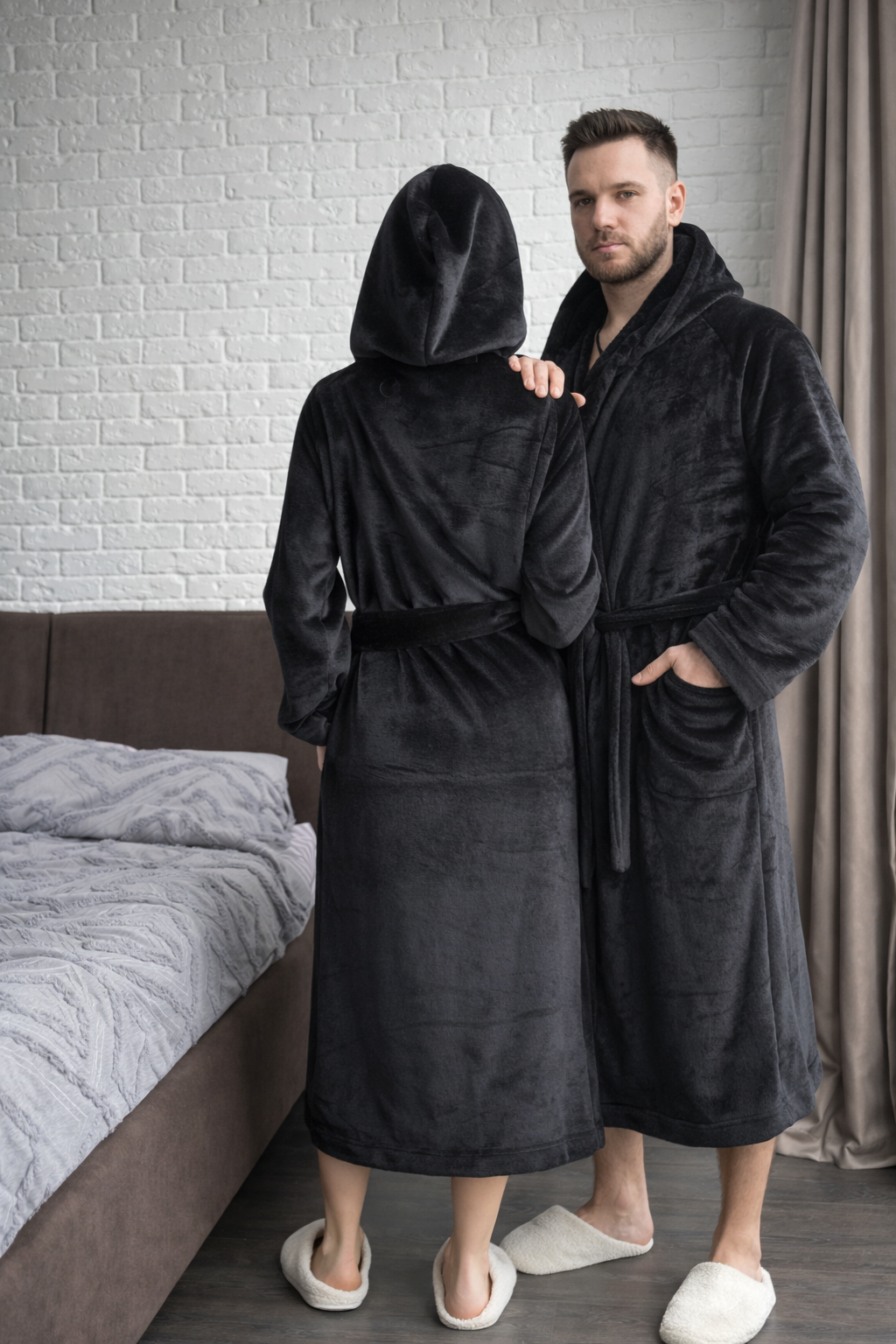 Чоловічий халат з полірованого велсофту Black Diamond