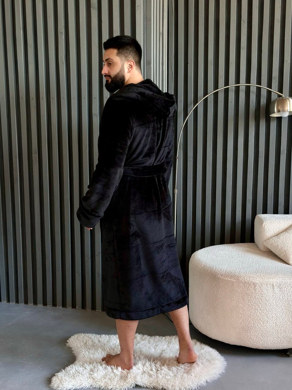 Чоловічий халат з полірованого велсофту Black Diamond