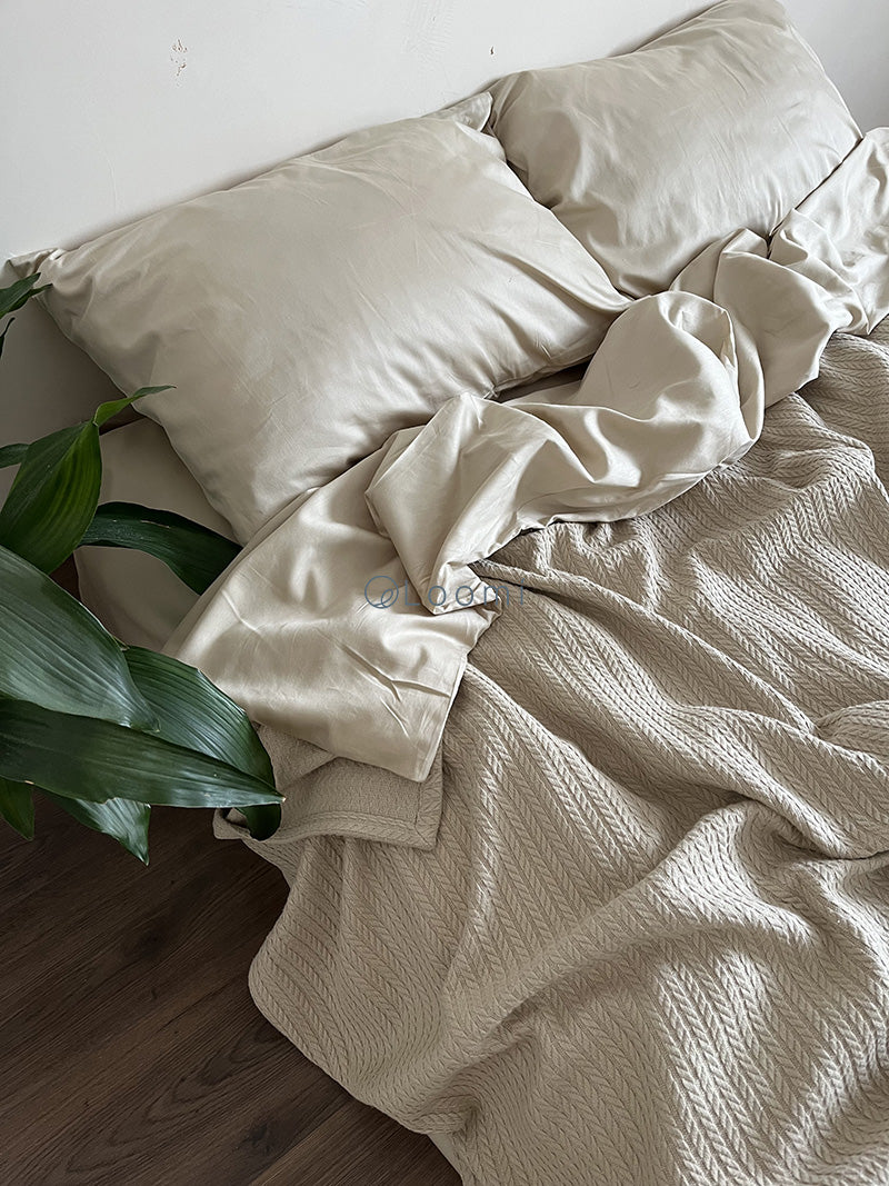 Комплект постільної білизни із преміум сатину Light Beige