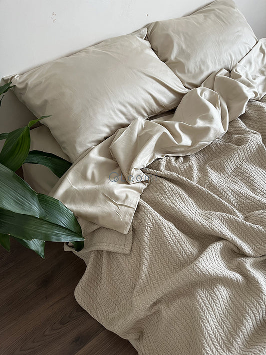 Комплект постільної білизни із преміум сатину Light Beige