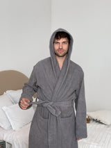 Чоловічий халат махровий з капюшоном Fortune