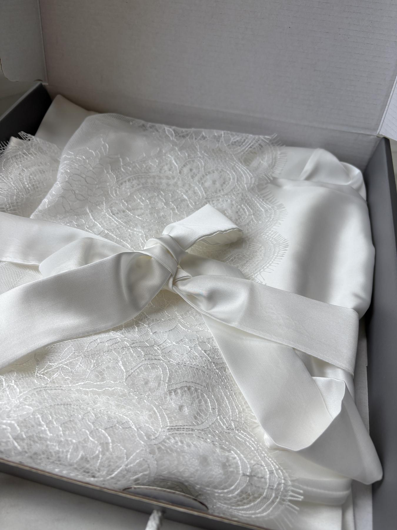 Жіночий халат із шовку для нареченої Tango Ivory (короткий)