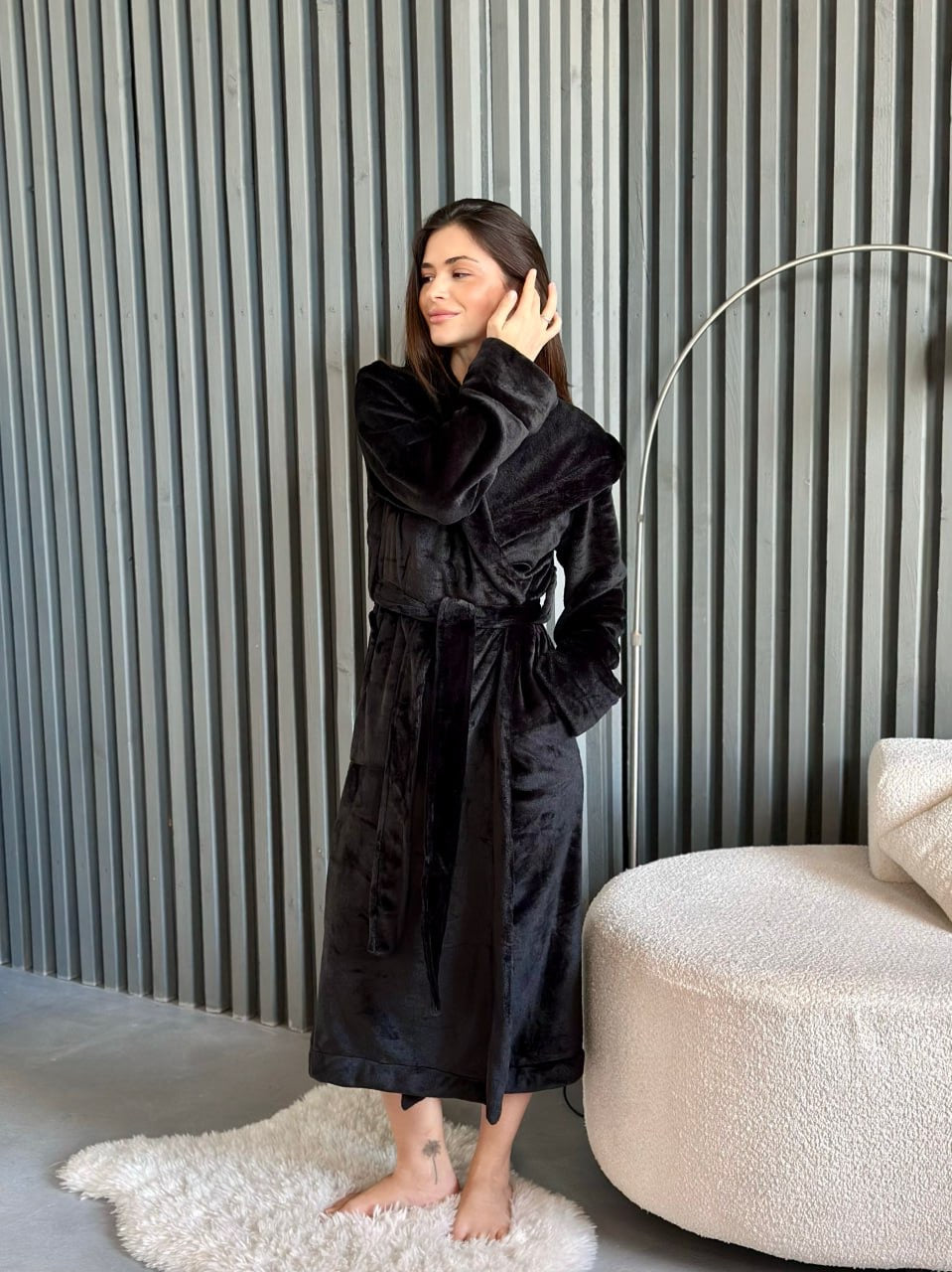 Чоловічий халат з полірованого велсофту Black Diamond