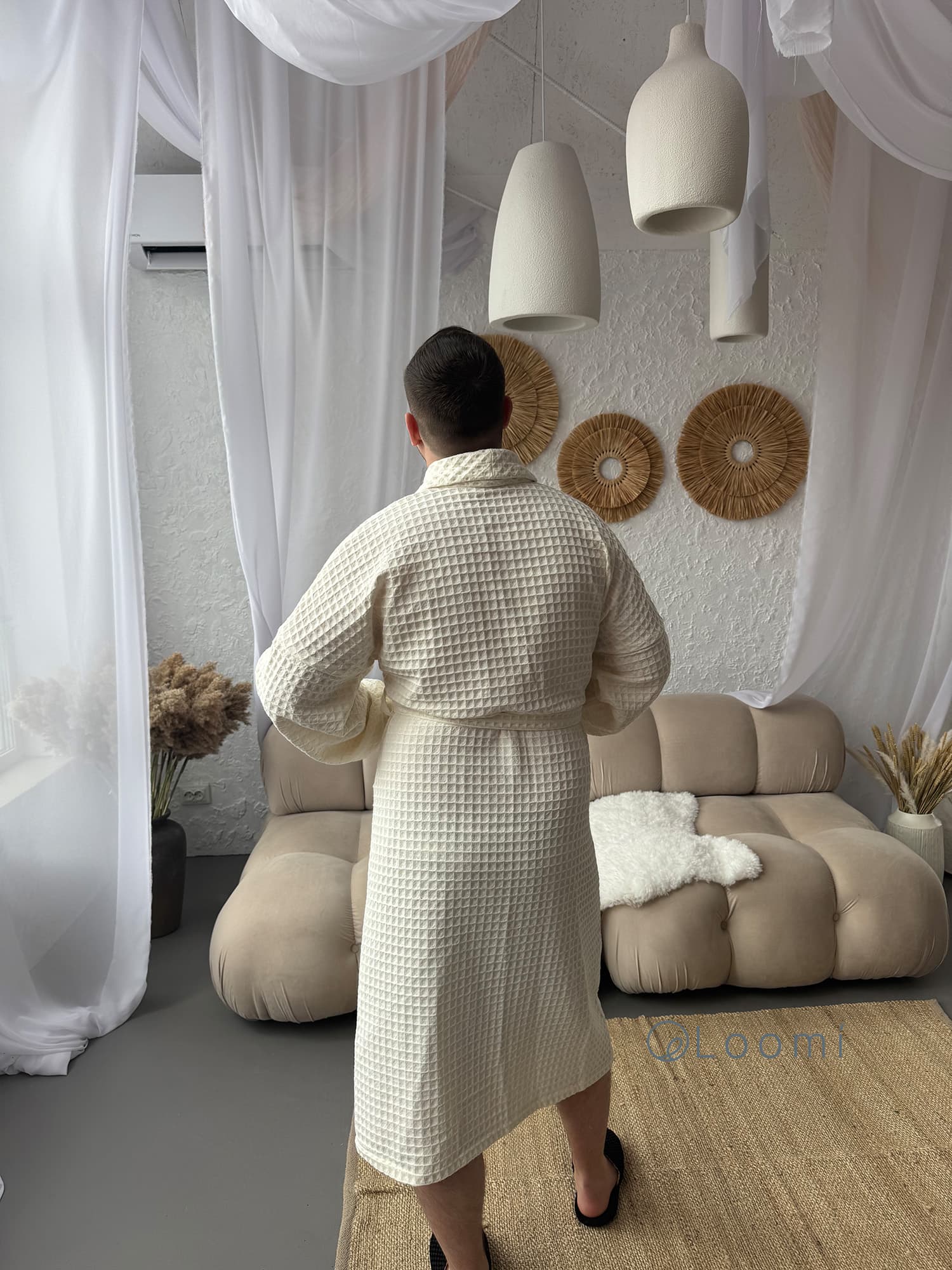 Чоловічий халат з грецької вафельки Greece