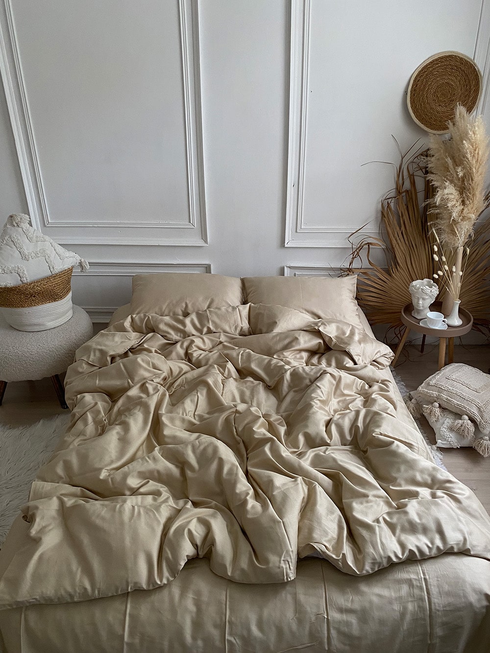 Комплект постільної білизни із преміум сатину Beige