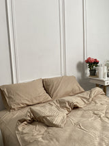 Комплект постільної білизни зі страйп сатину Beige