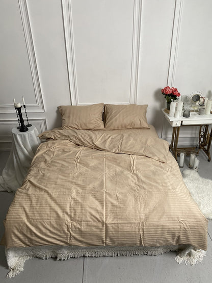 Комплект постільної білизни зі страйп сатину Beige
