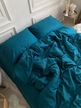 Комплект постільної білизни зі страйп сатину Sea-Green