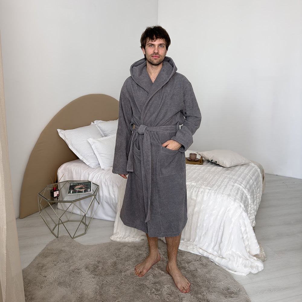 Чоловічий халат махровий з капюшоном Fortune