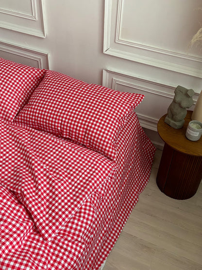 Комплект постільної білизни із фланелі Red Grid