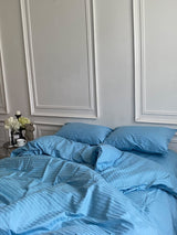 Комплект постільної білизни зі страйп сатину Blue