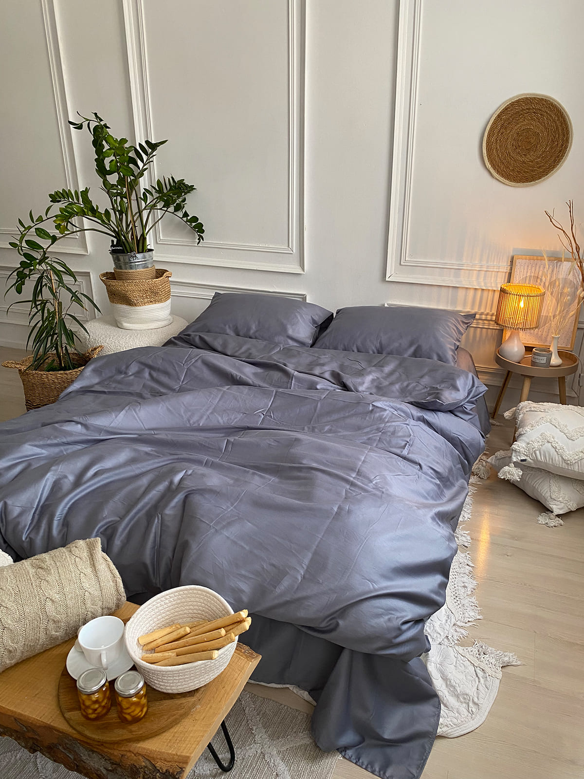 Комплект постільної білизни із преміум сатину Gray
