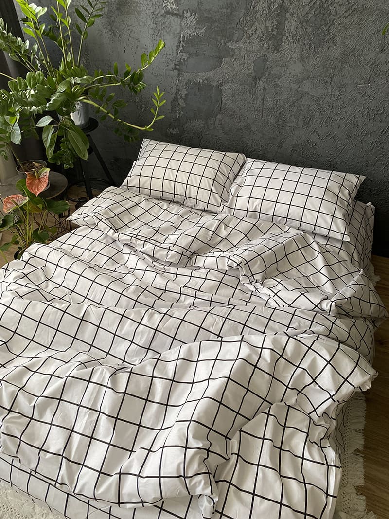 Комплект постільної білизни із бязі White Grid