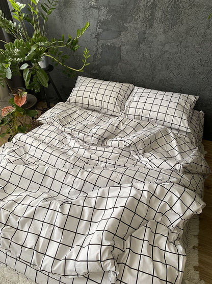 Комплект постільної білизни із бязі White Grid