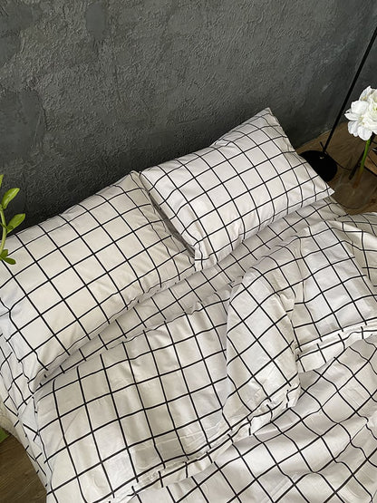 Комплект постільної білизни із бязі White Grid
