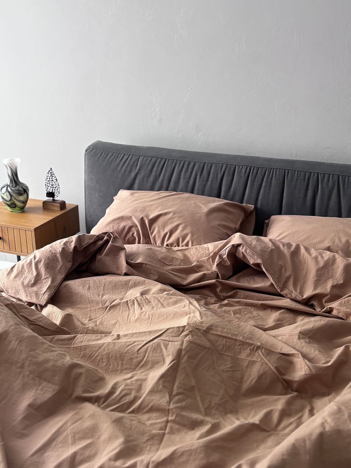 Комплект постільної білизни із вареної бавовни Beige