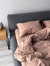 Комплект постільної білизни із вареної бавовни Beige