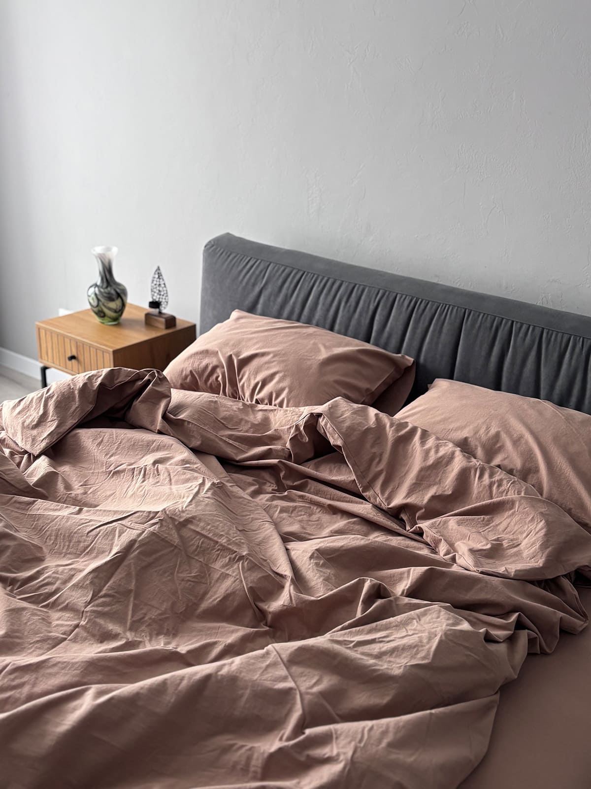 Комплект постільної білизни із вареної бавовни Beige