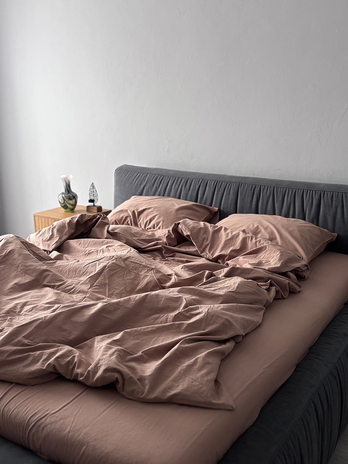 Комплект постільної білизни із вареної бавовни Beige