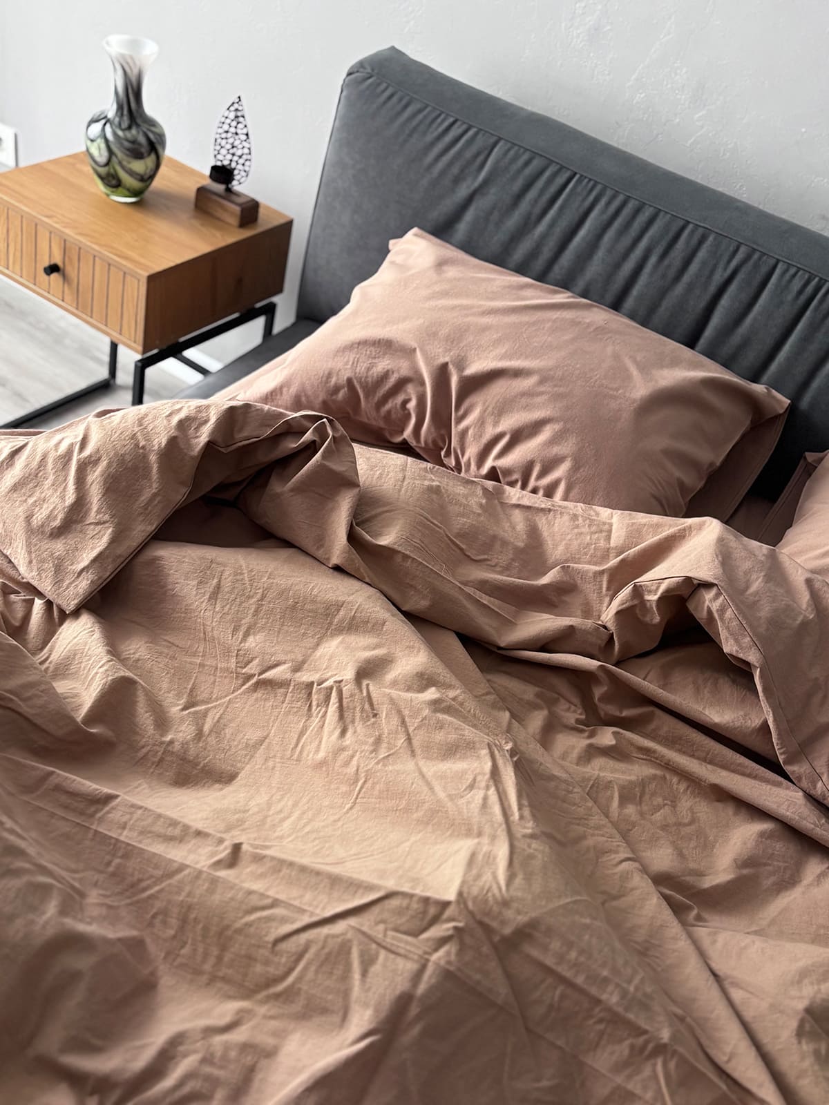 Комплект постільної білизни із вареної бавовни Beige