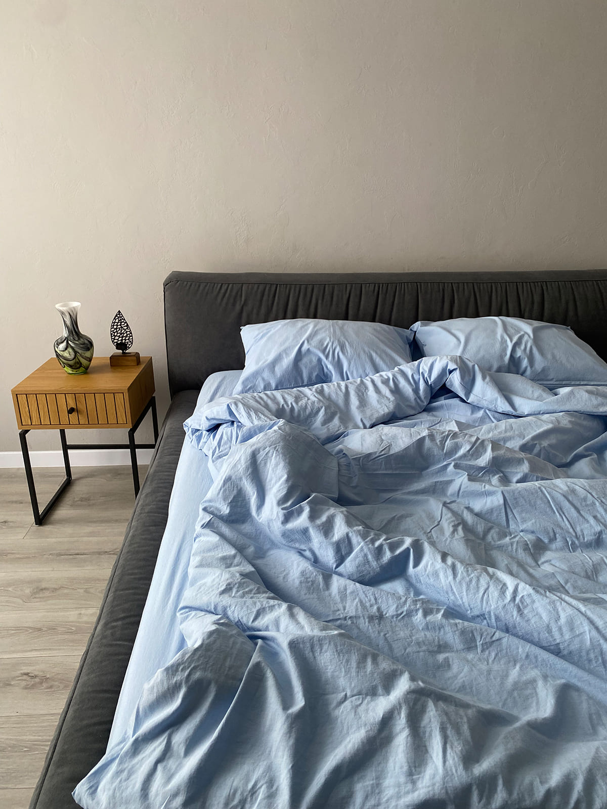 Комплект постільної білизни із вареної бавовни Blue