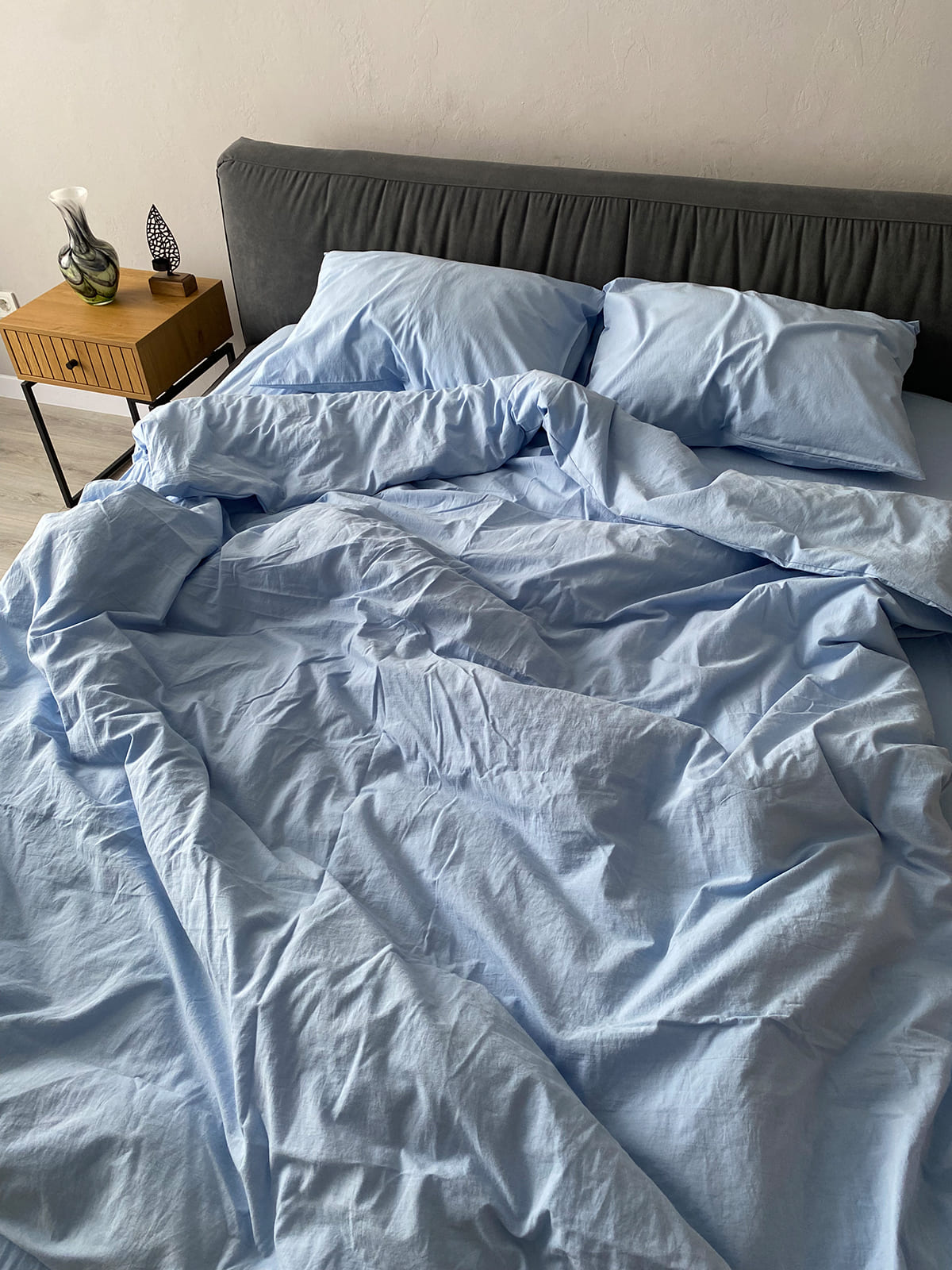 Комплект постільної білизни із вареної бавовни Blue