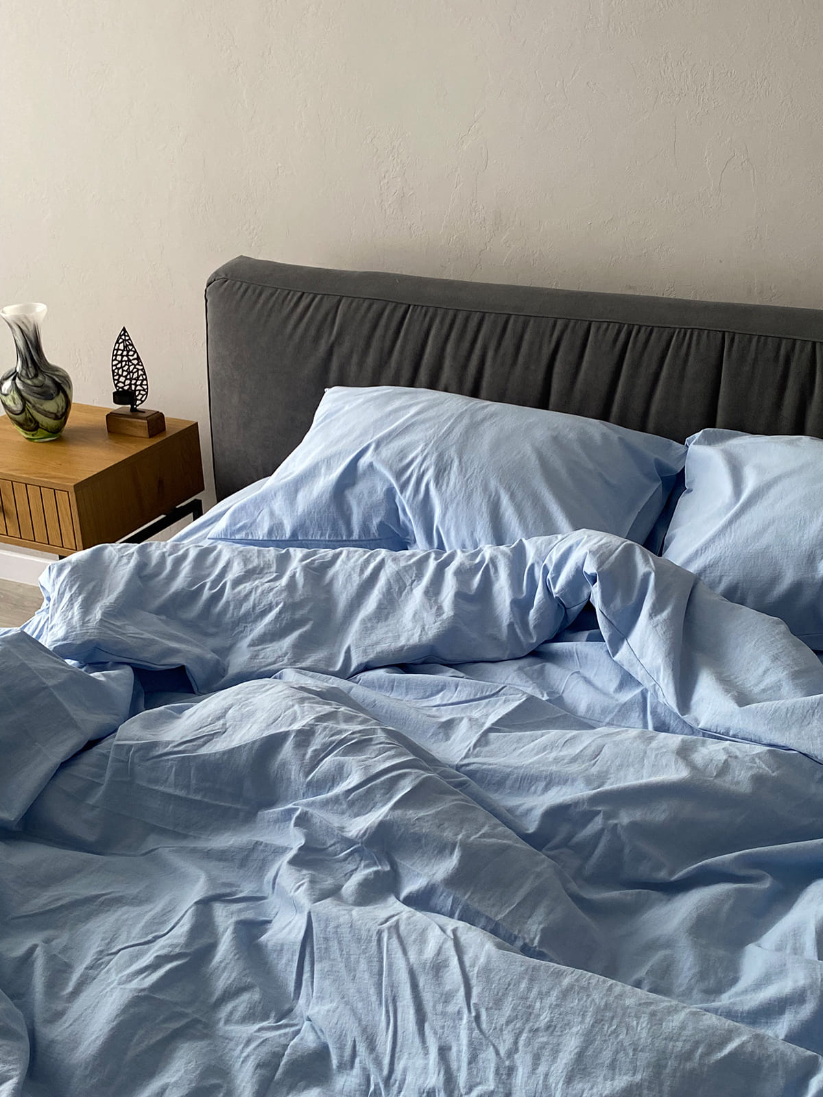 Комплект постільної білизни із вареної бавовни Blue