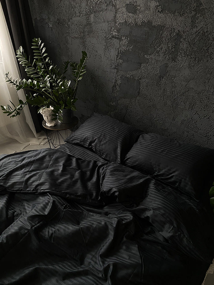 Комплект постільної білизни зі страйп сатину Black