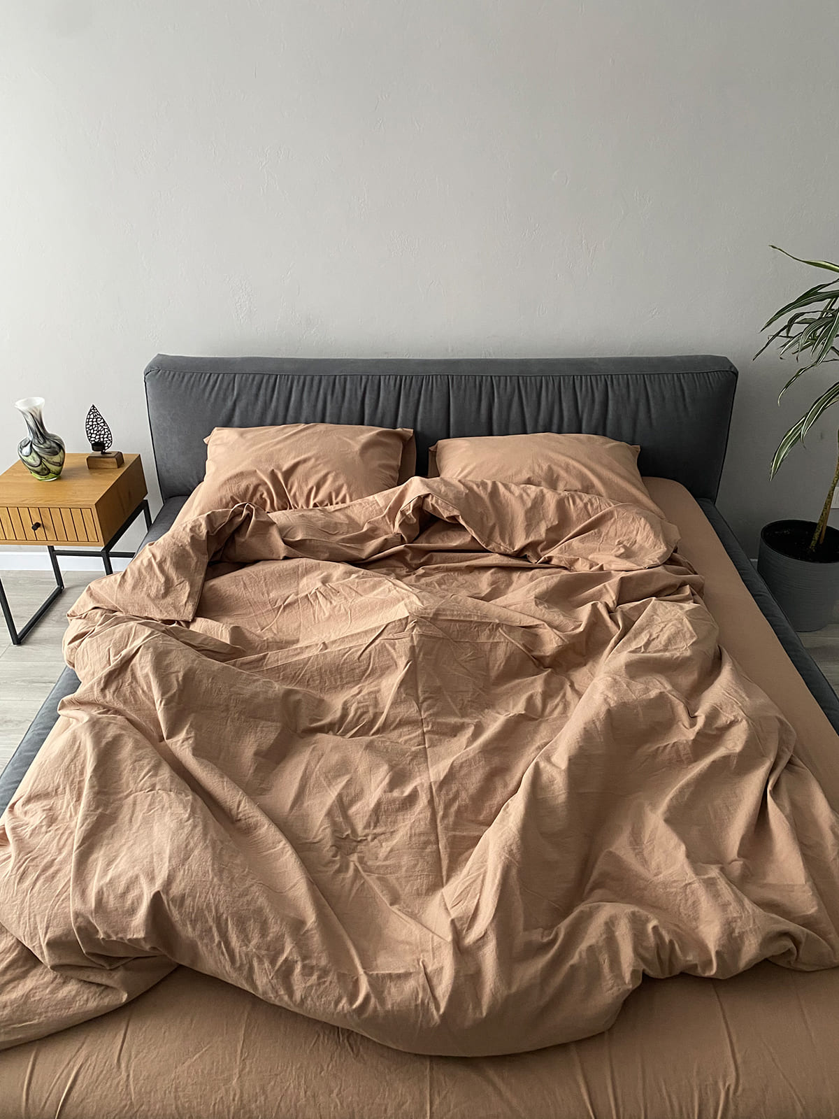 Комплект постільної білизни із вареної бавовни Beige