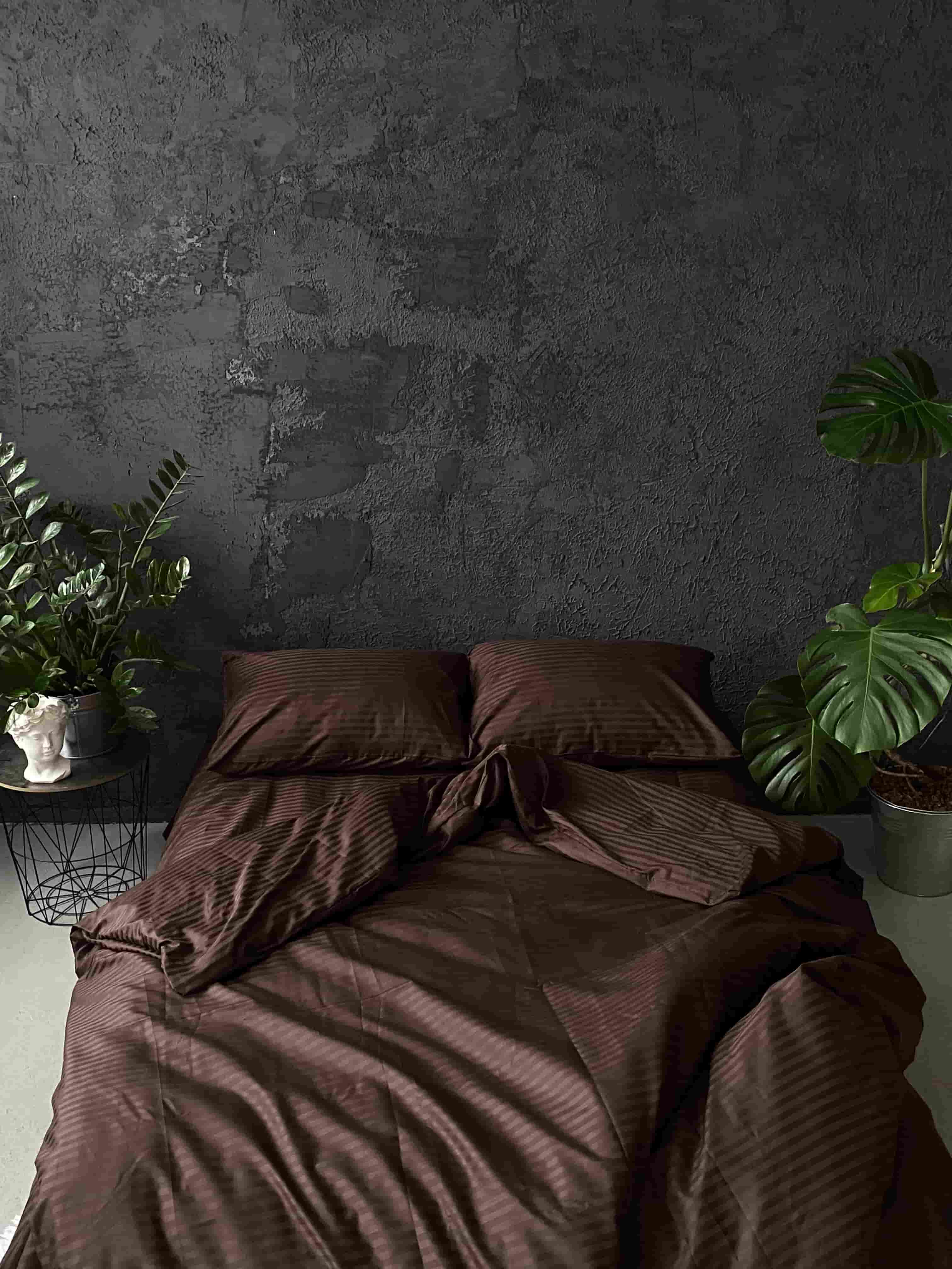 Комплект постільної білизни зі страйп сатину Chocolate