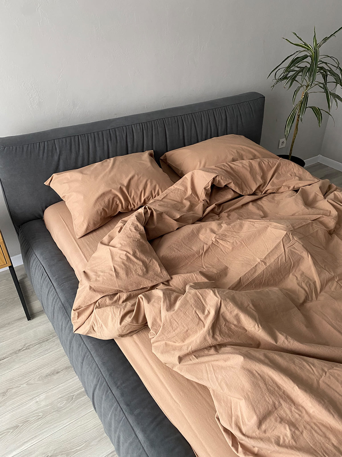 Комплект постільної білизни із вареної бавовни Beige