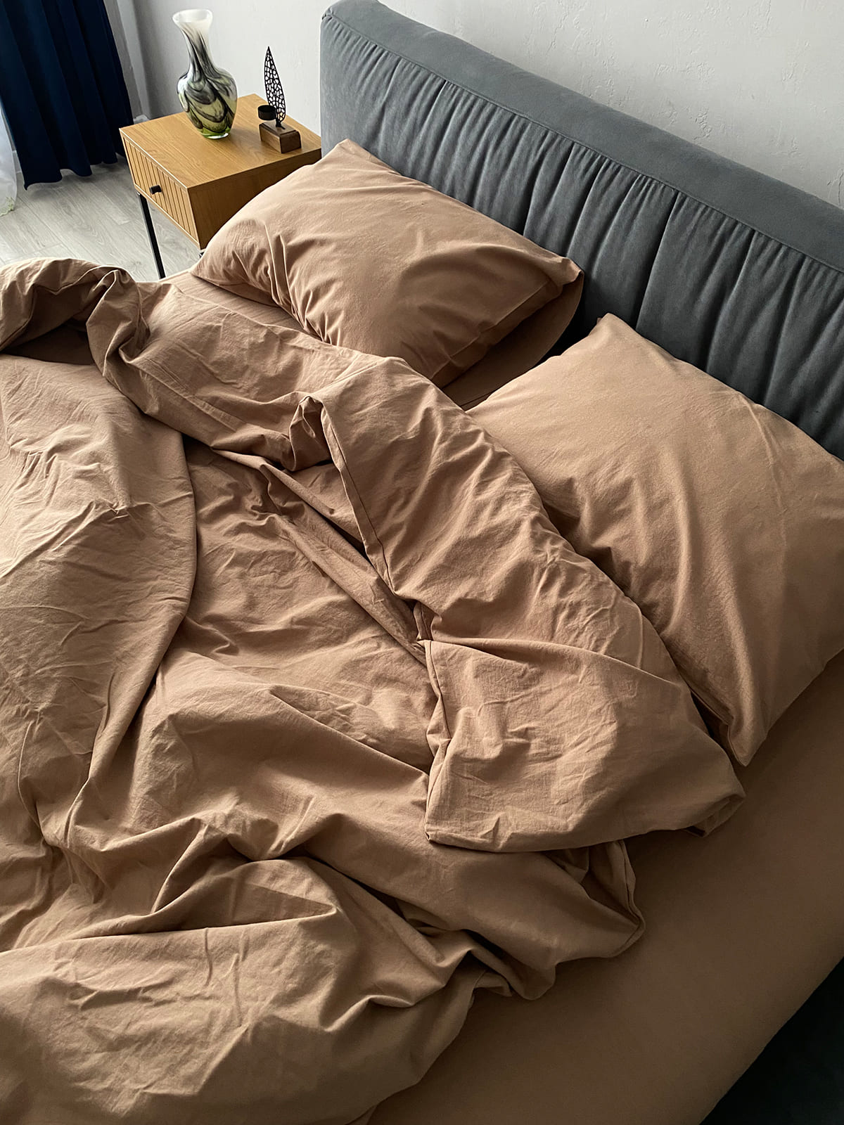 Комплект постільної білизни із вареної бавовни Beige