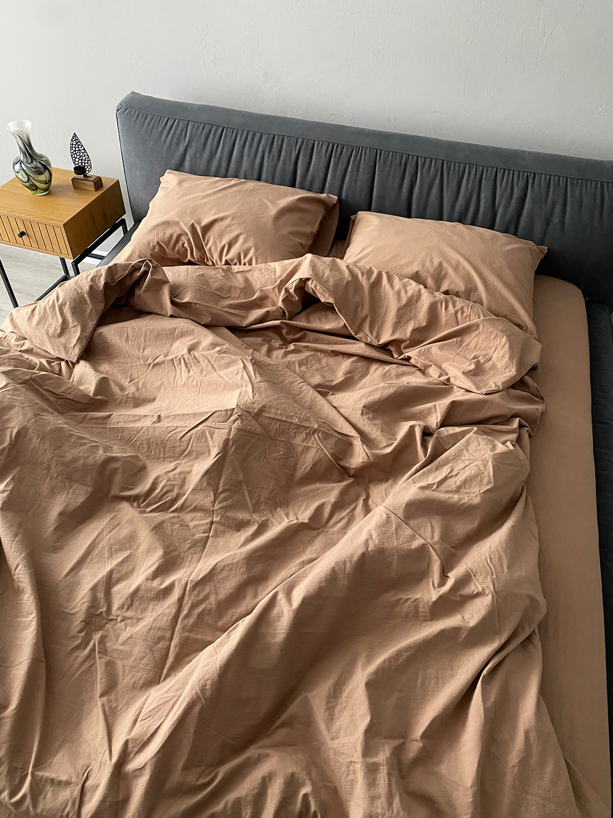 Комплект постільної білизни із вареної бавовни Beige