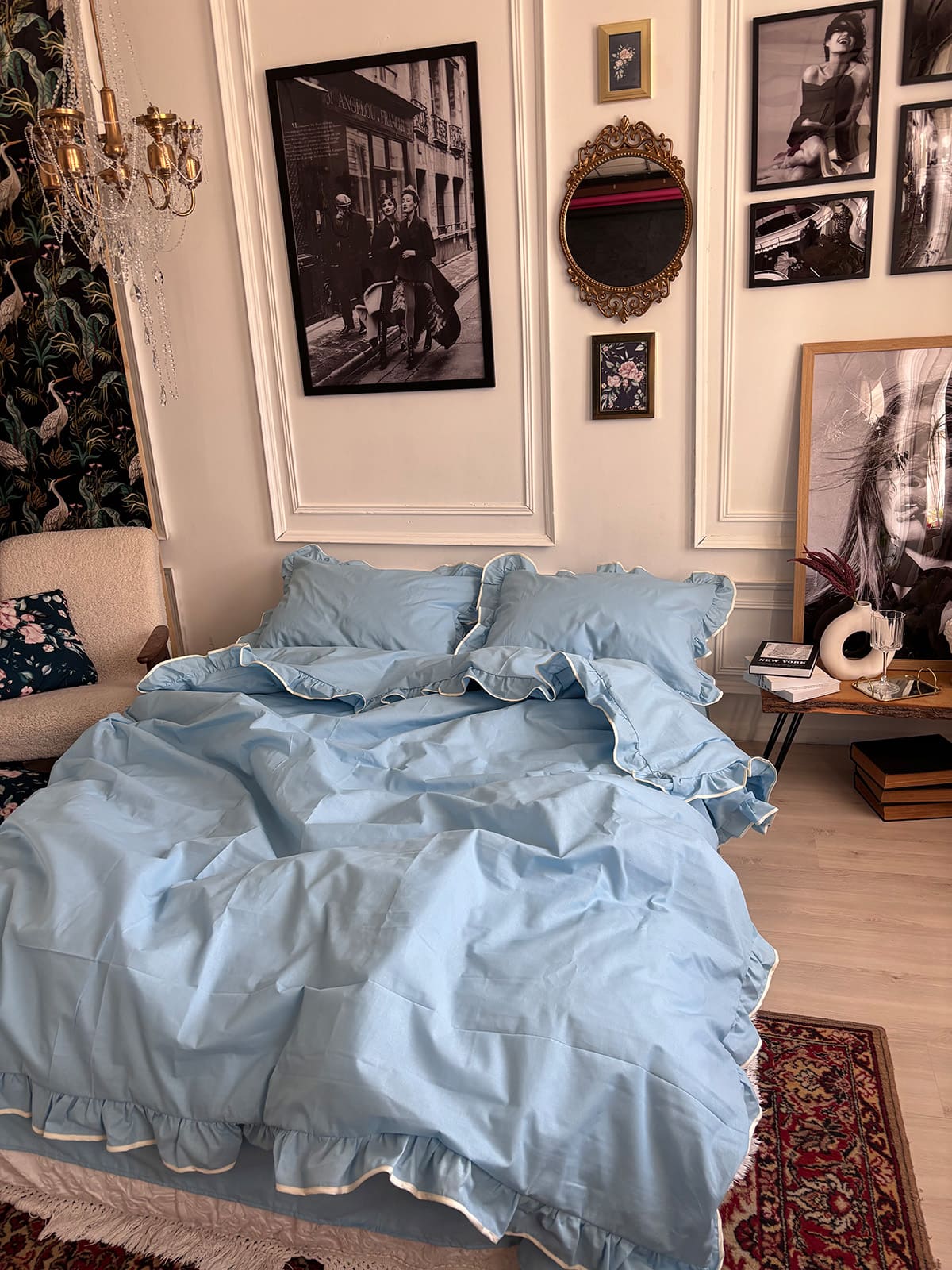 Комплект постільної білизни із бязі Sky з рюшами