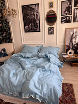 Комплект постільної білизни із бязі Sky з рюшами