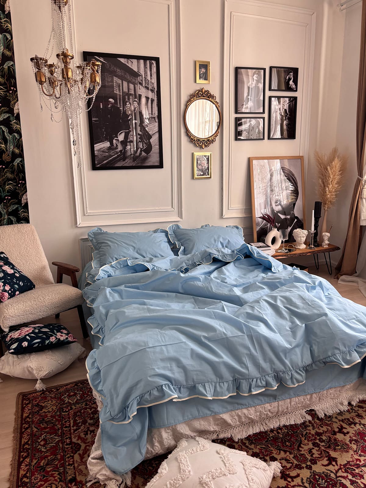 Комплект постільної білизни із бязі Sky з рюшами