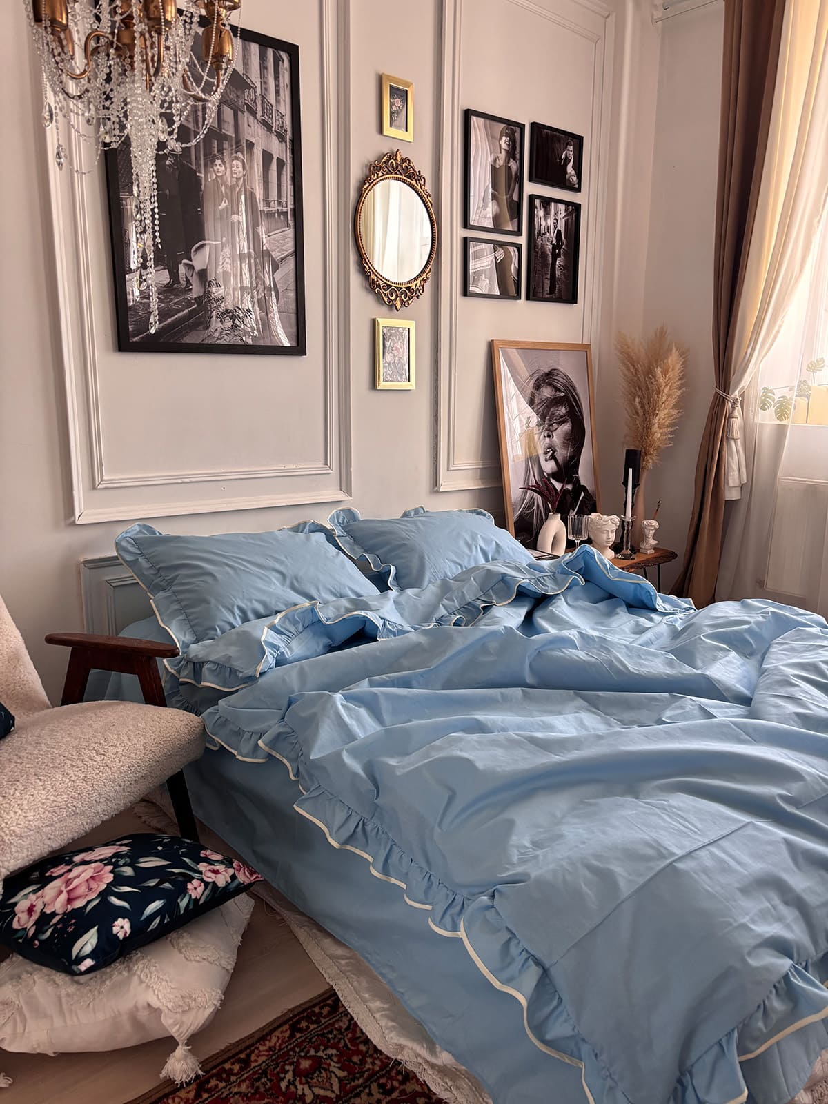 Комплект постільної білизни із бязі Sky з рюшами