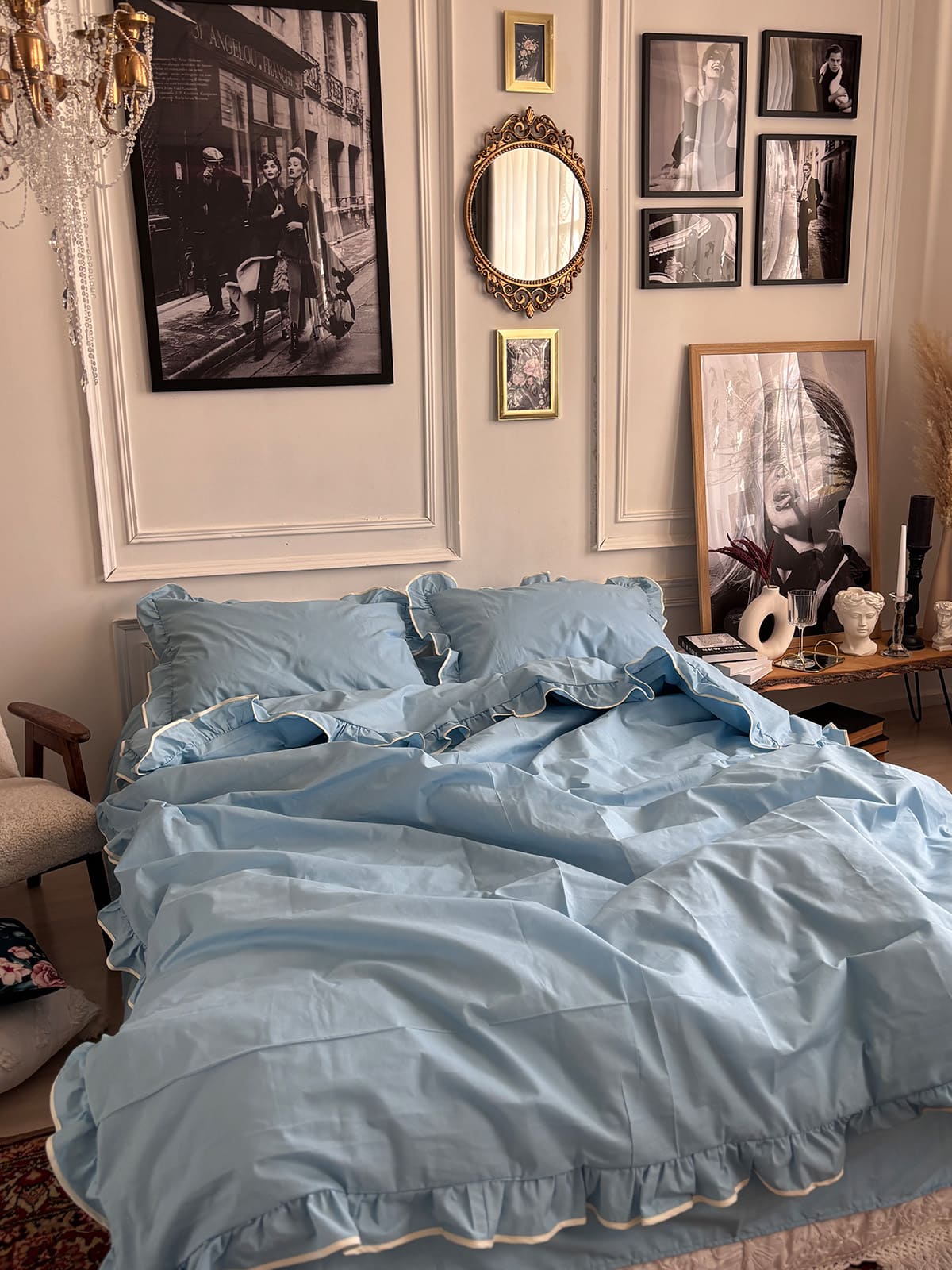 Комплект постільної білизни із бязі Sky з рюшами