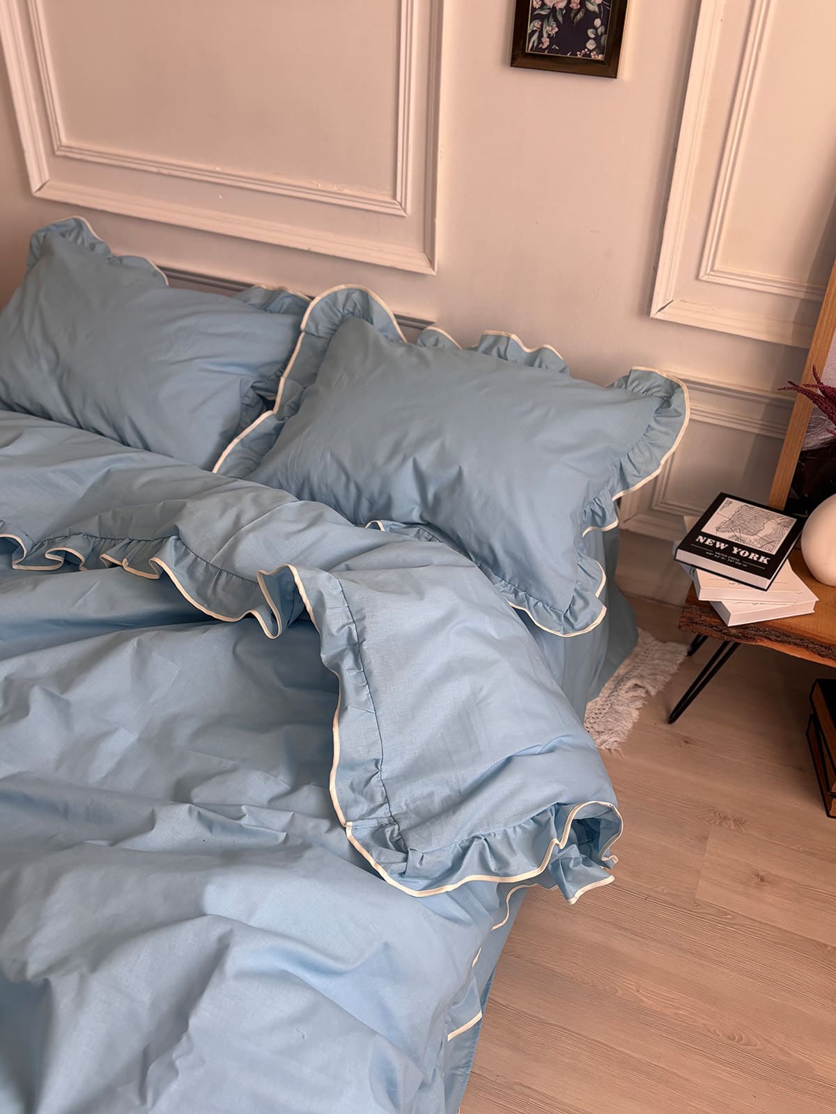 Комплект постільної білизни із бязі Sky з рюшами