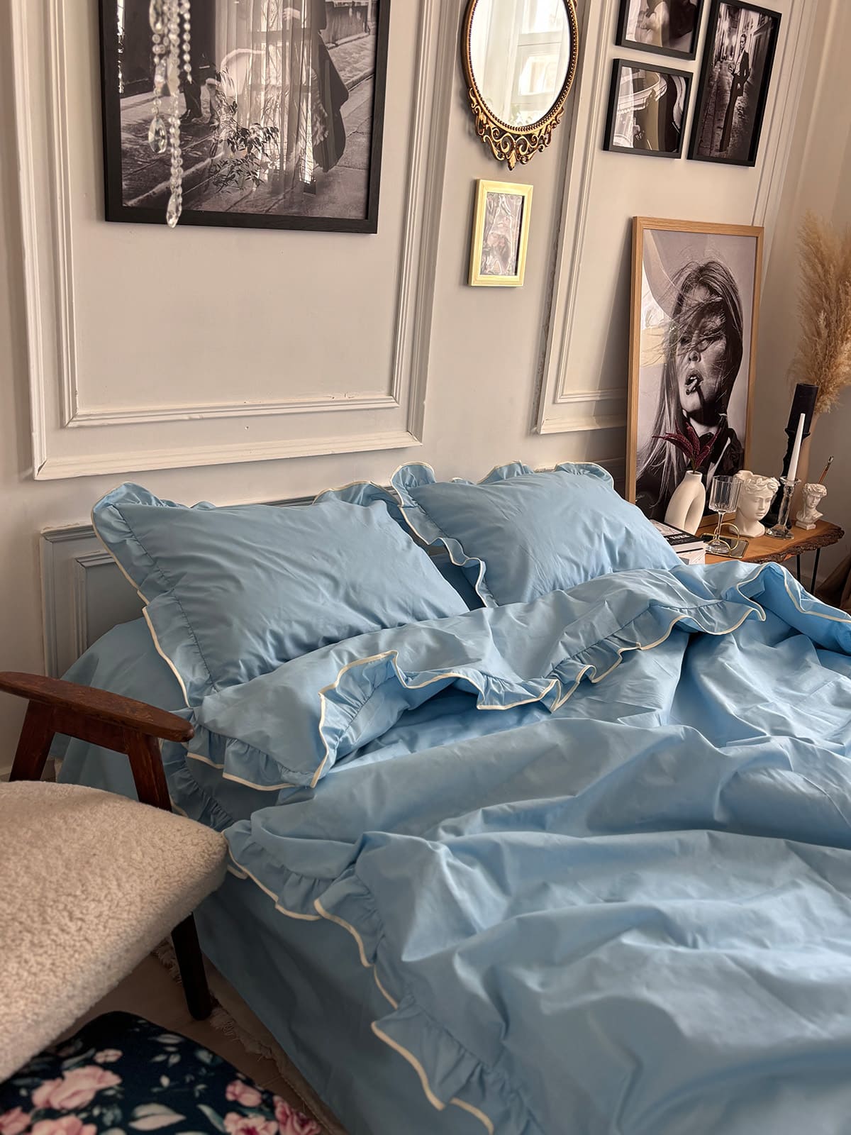 Комплект постільної білизни із бязі Sky з рюшами