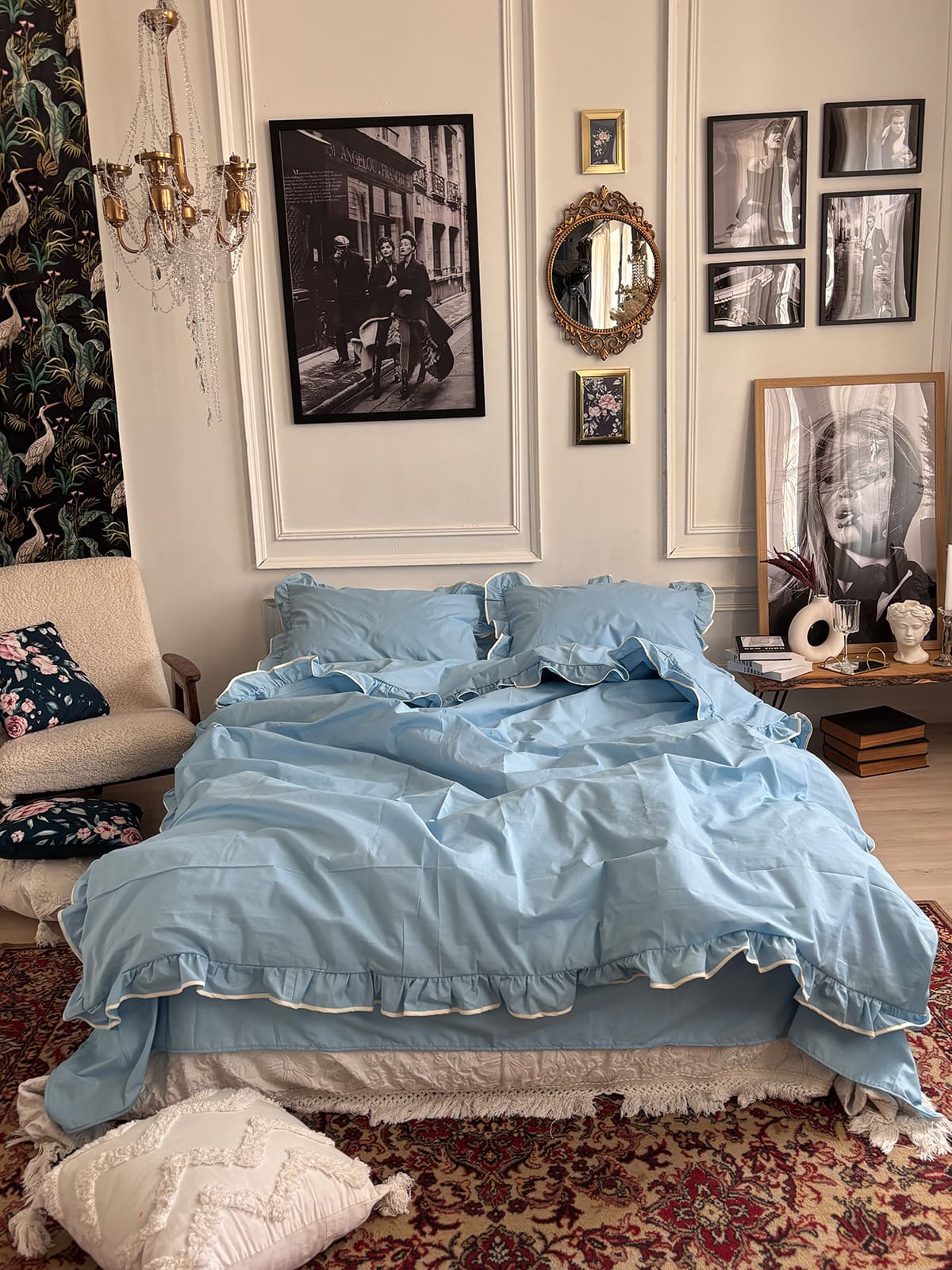 Комплект постільної білизни із бязі Sky з рюшами