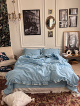 Комплект постільної білизни із бязі Sky з рюшами