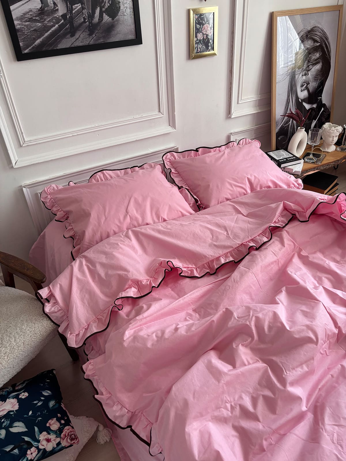 Комплект постільної білизни із бязі Barbie з рюшами