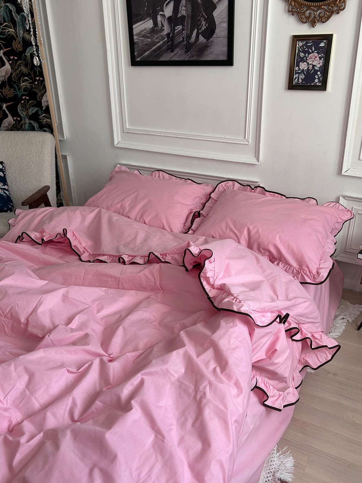 Комплект постільної білизни із бязі Barbie з рюшами