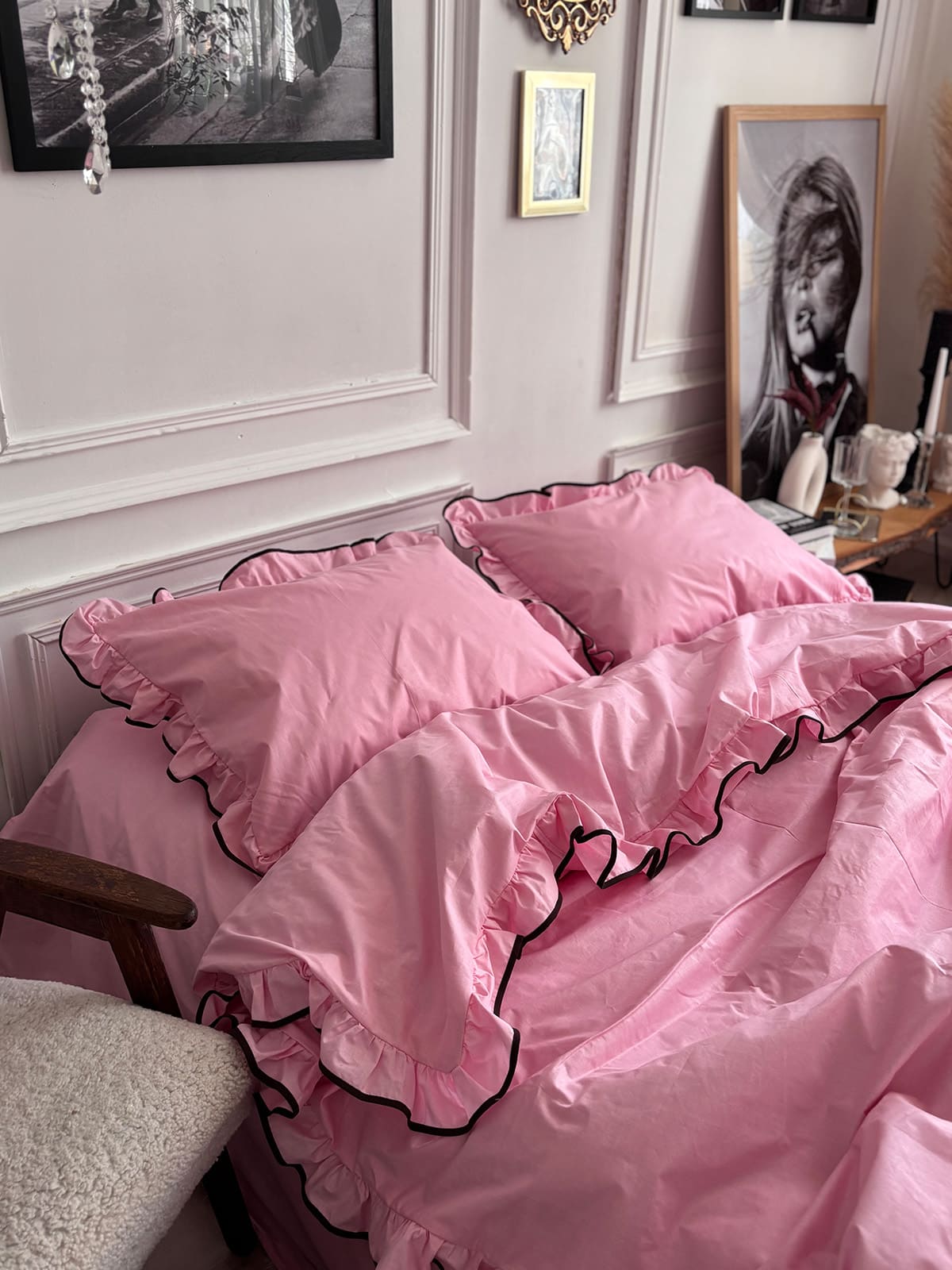 Комплект постільної білизни із бязі Barbie з рюшами